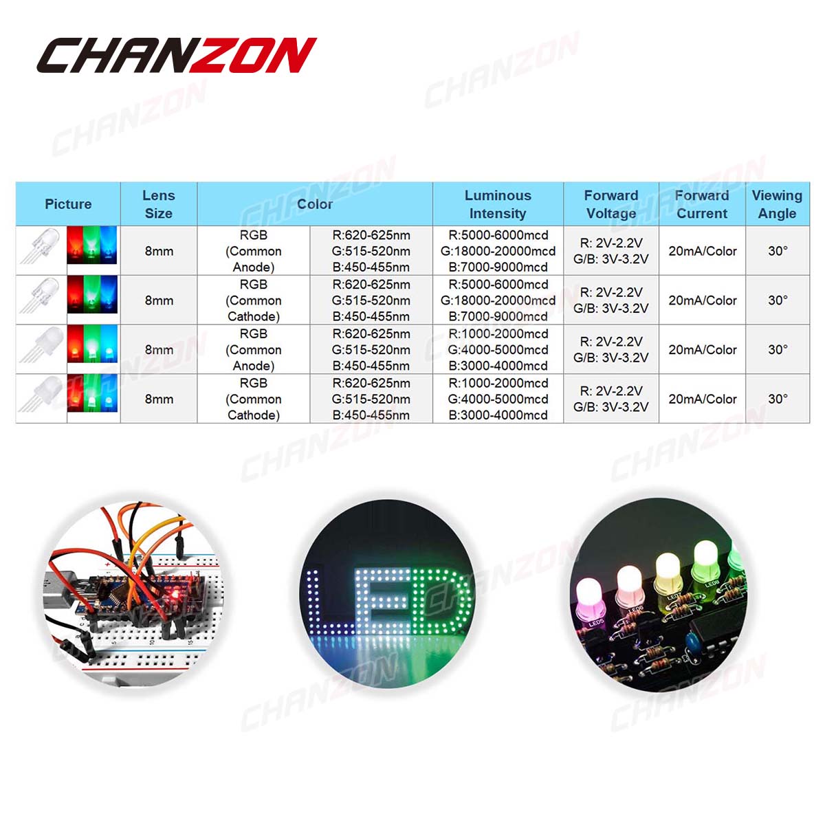 50pcs 8mm RGB LED Emitting Dio - Hobby Is Science recension och pris