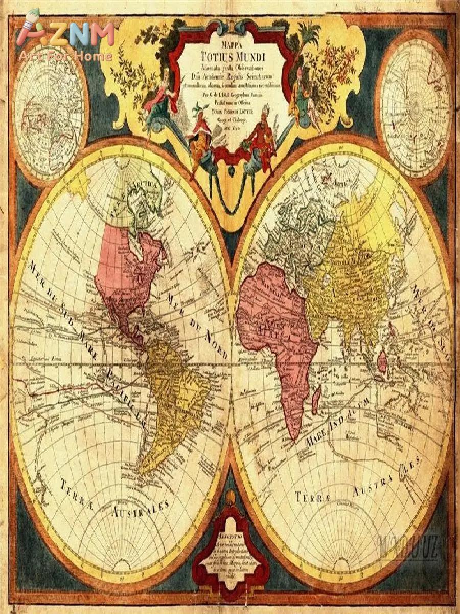Vintage World Map Canvas Print - Star Map Poster recension och pris